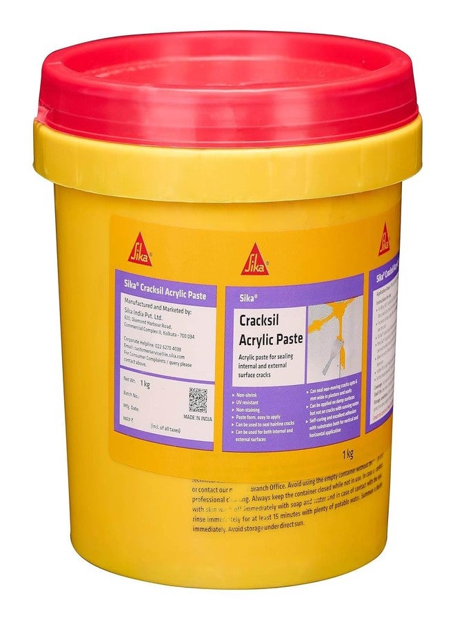 SIKA - Acrylic Paste - Sika Cracksil Acrylic Paste - Use putty for filling and sealing the cracks on roof and wall - Reay to use - Interior and exterior - White - 1kg - Image 1